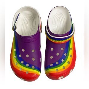 EUC CROCS Adult Unisex Classic Rainbow Clogs Sandals Shoes - Men 9 - Women 11